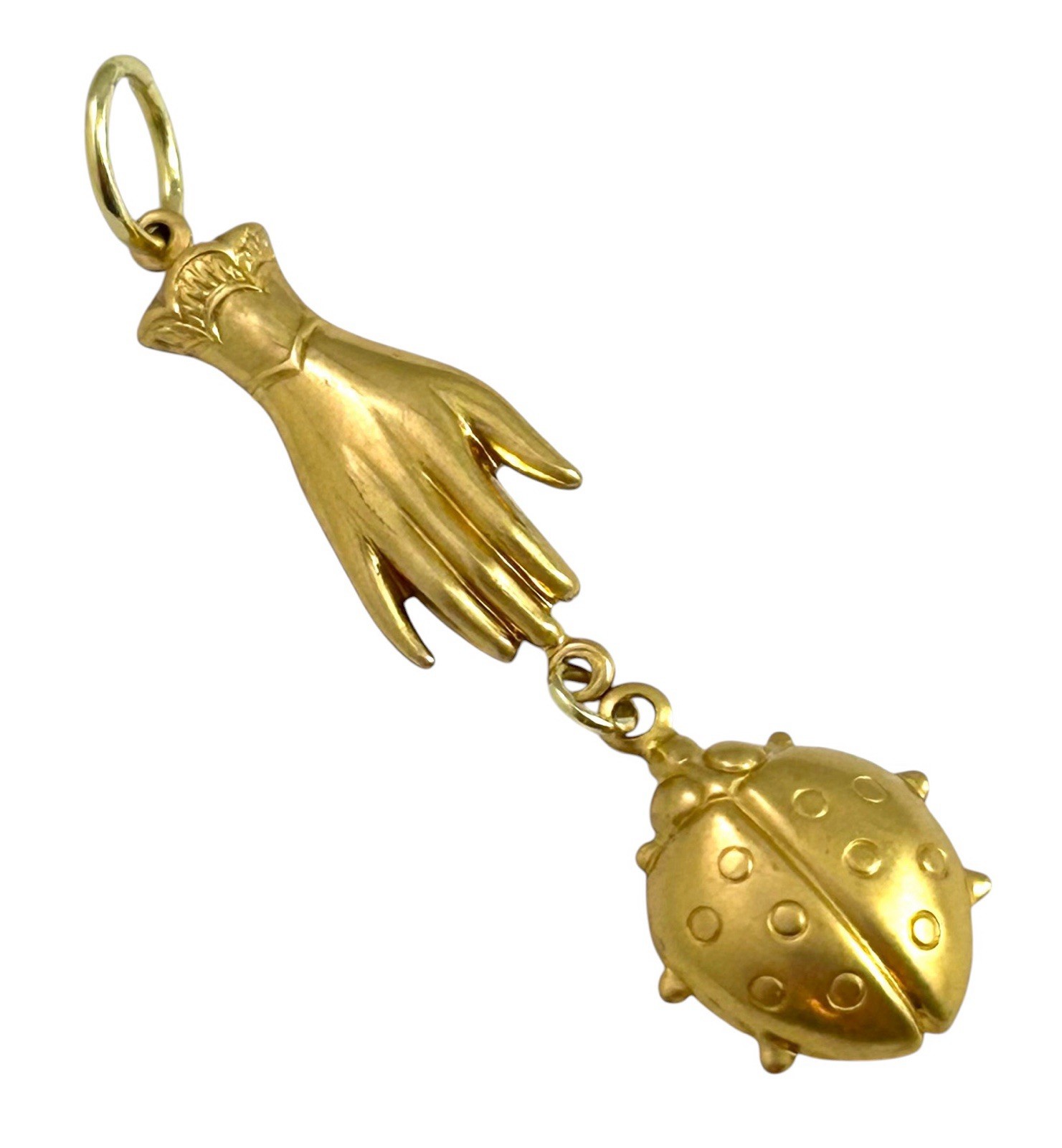 Ladybug Charm Pendant Victorian Hand Brass Stamping Good Luck Charm Jewelry