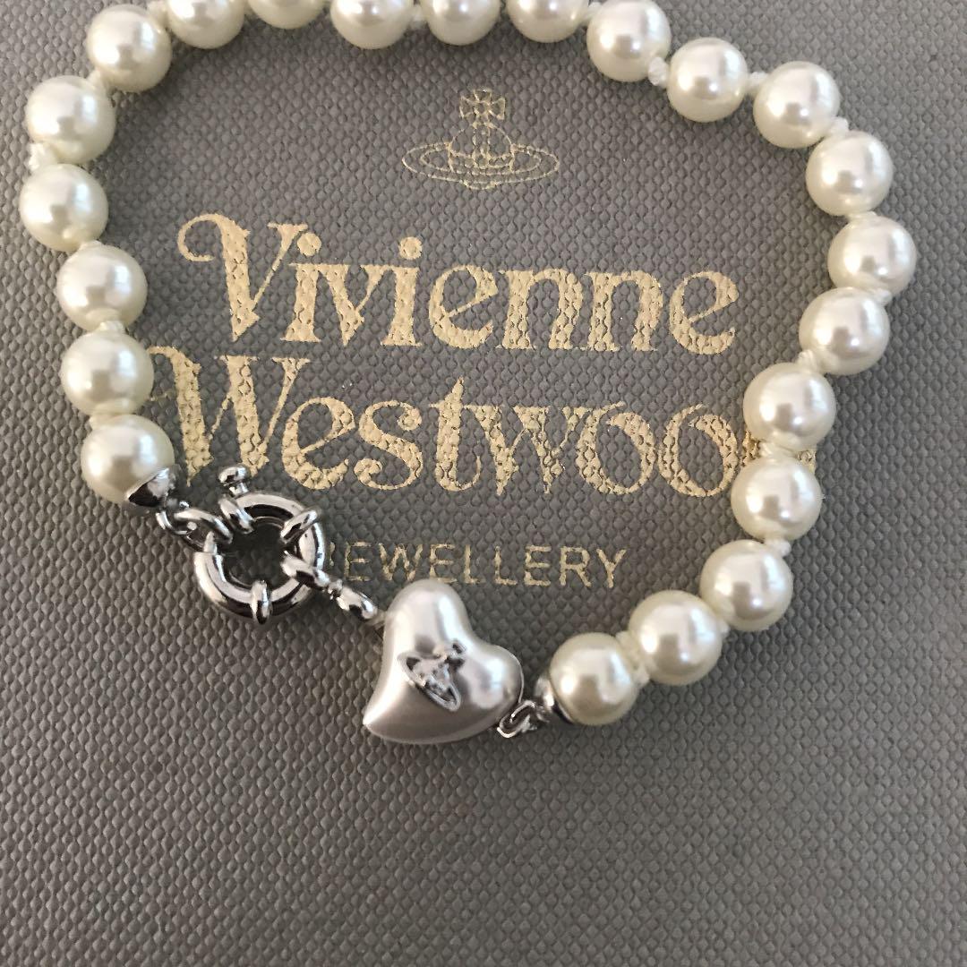 Vivienne Westwood Bracelet Pearl Heart Silver NO BOX [EJ921
