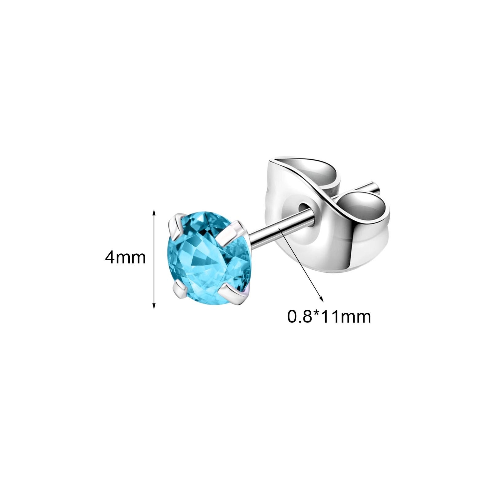 1 Pair 20G Stainless Steel Stud Earrings CZ Ear Studs Cartilage Piercing Jewelry