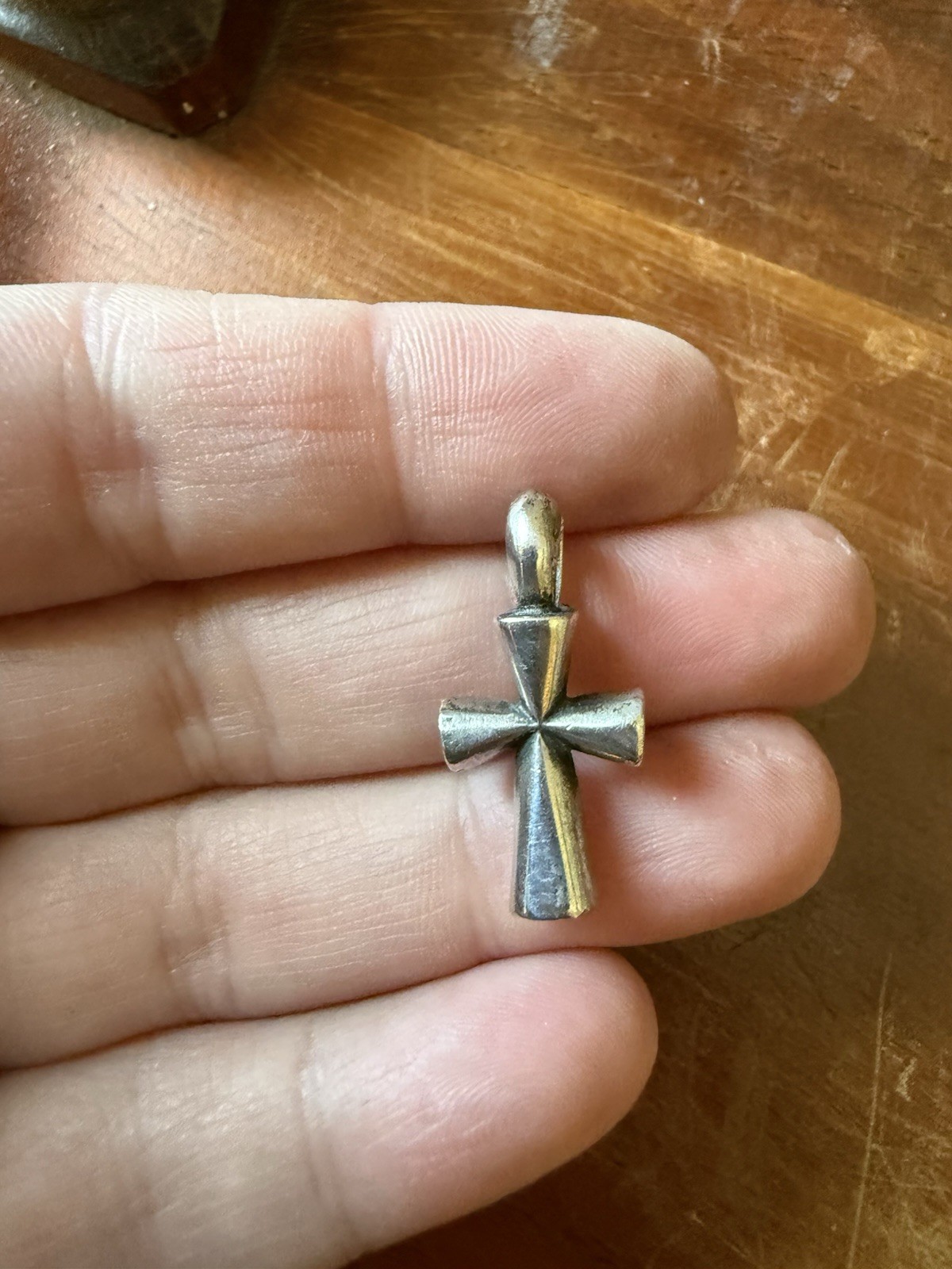 James Avery retired heavy/large St Teresa Sterling Silver Cross Pendant, Signed