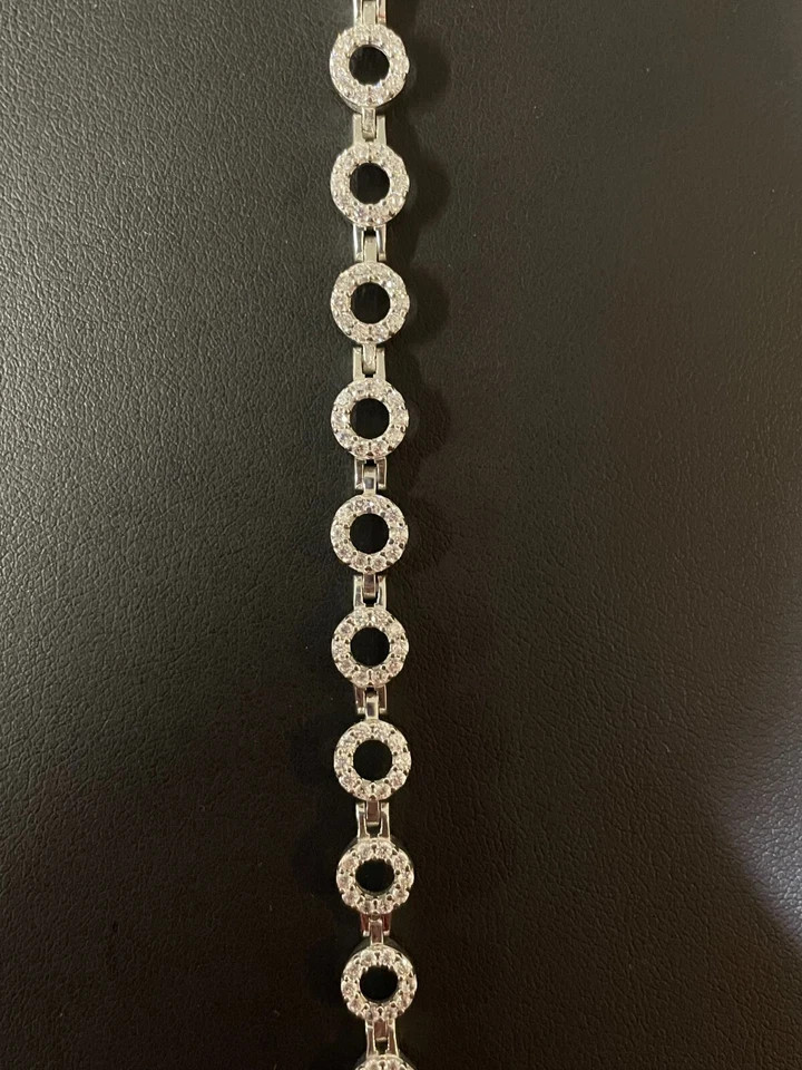 5ct Round Simulated Diamond Stunning Tennis Unisex Bracelet 14kWhite Gold Plated