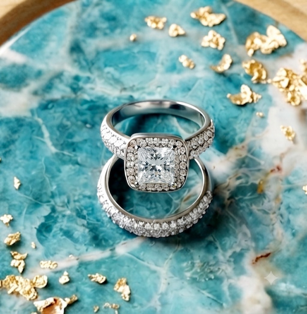Set 0f 2 Luxurious and Elegant Engagement Rings Imitation of Zirconia Size 9