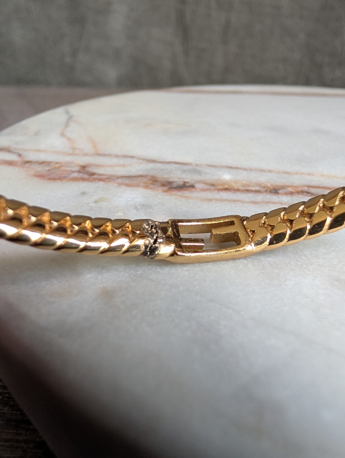 Vintage Fendi Gold-Plated “FF” Logo Bangle Bracelet – Repair & Restoration