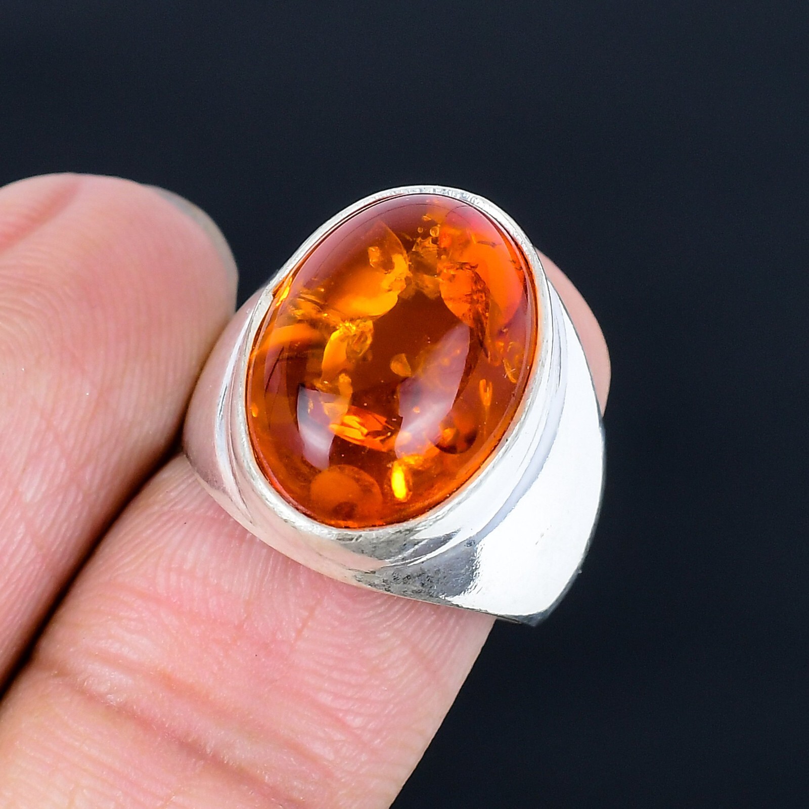 Baltic Amber Gemstone Handmade Man’s Ring Jewelry Gift For Her LG-1129