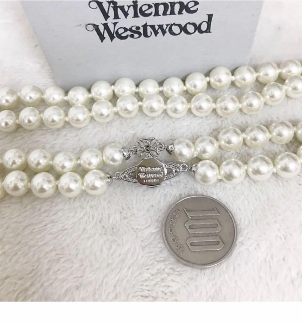Vivienne Westwood 2-strand pearl orb choker silver Necklace No BOX