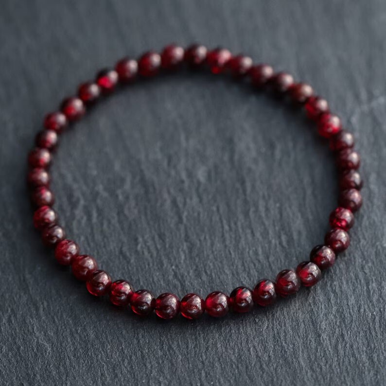 5mm Round Beads Natural Garnet Stone Healing Protection Bracelet for Women Gift