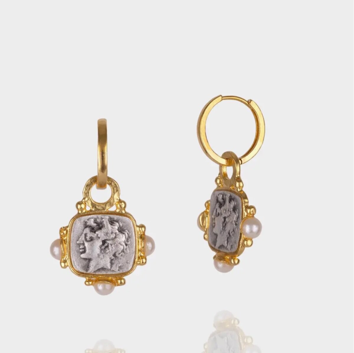AJS Designs Gold Roman Coin Earrings Jewelry 22kt GP