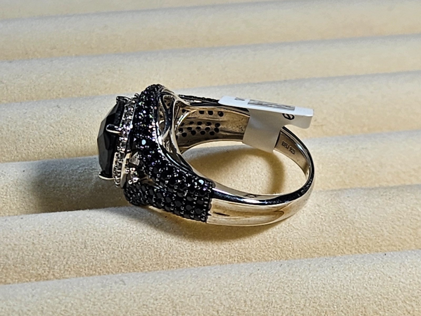 JTV BLACK SPINEL Sterling Silver RING SZ 9.75