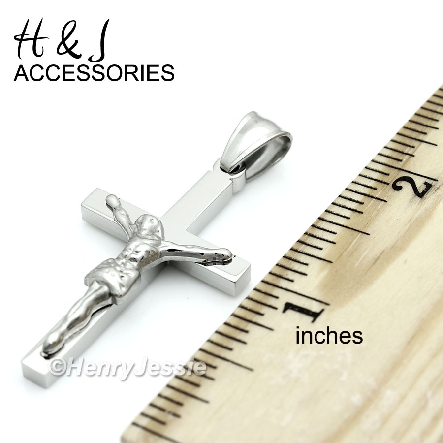 20″MEN Stainless Steel 2mm Silver Smooth Box Link Chain Jesus Cross Pendant*P62