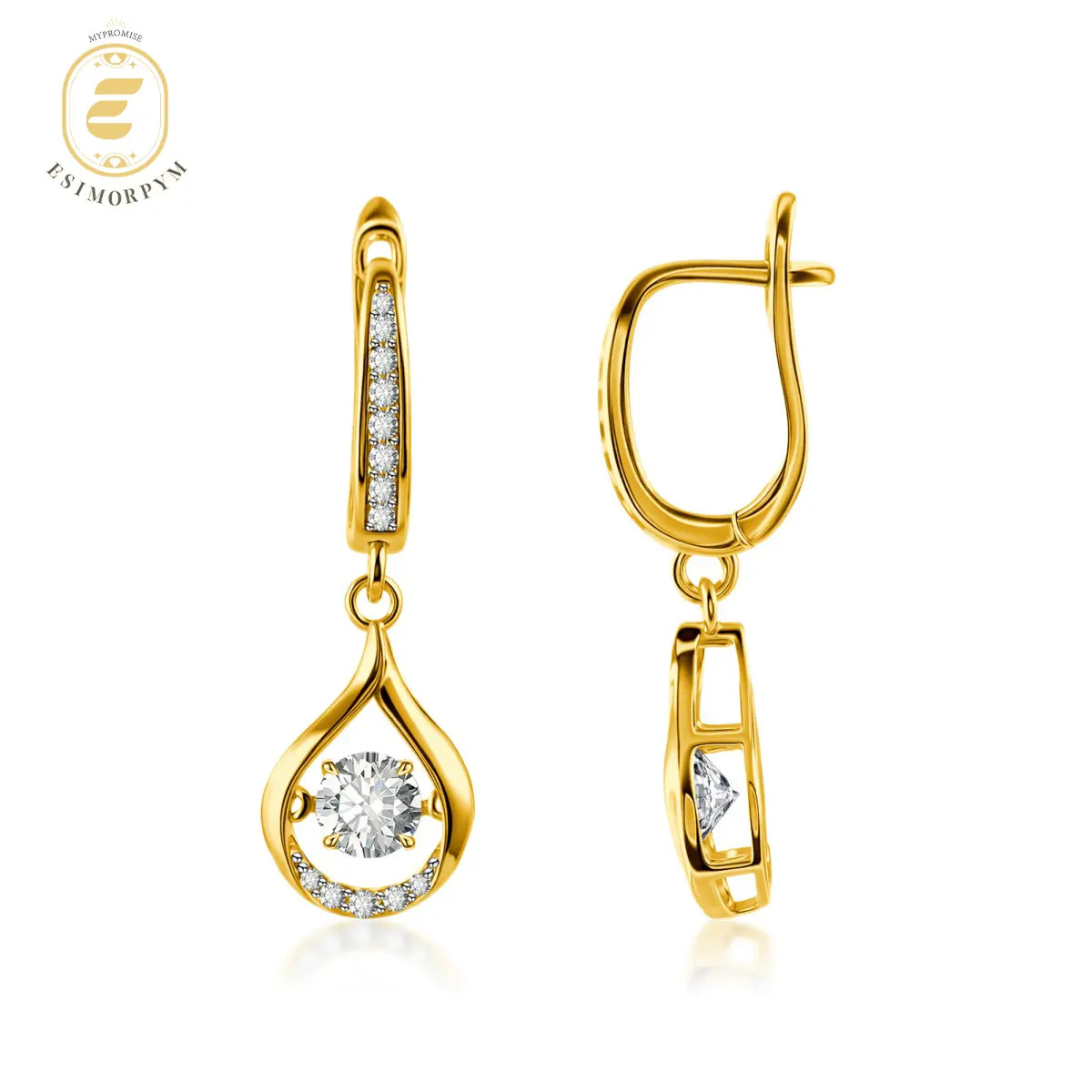 18K Gold-Plated Moissanite Drop Earrings – Elegant Gift for Any Occasion