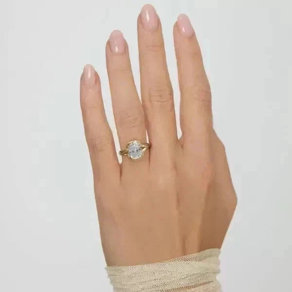 4.00 Ct moissanite Cushion Cut Diamond Wedding Ring 14K Yellow Gold plated
