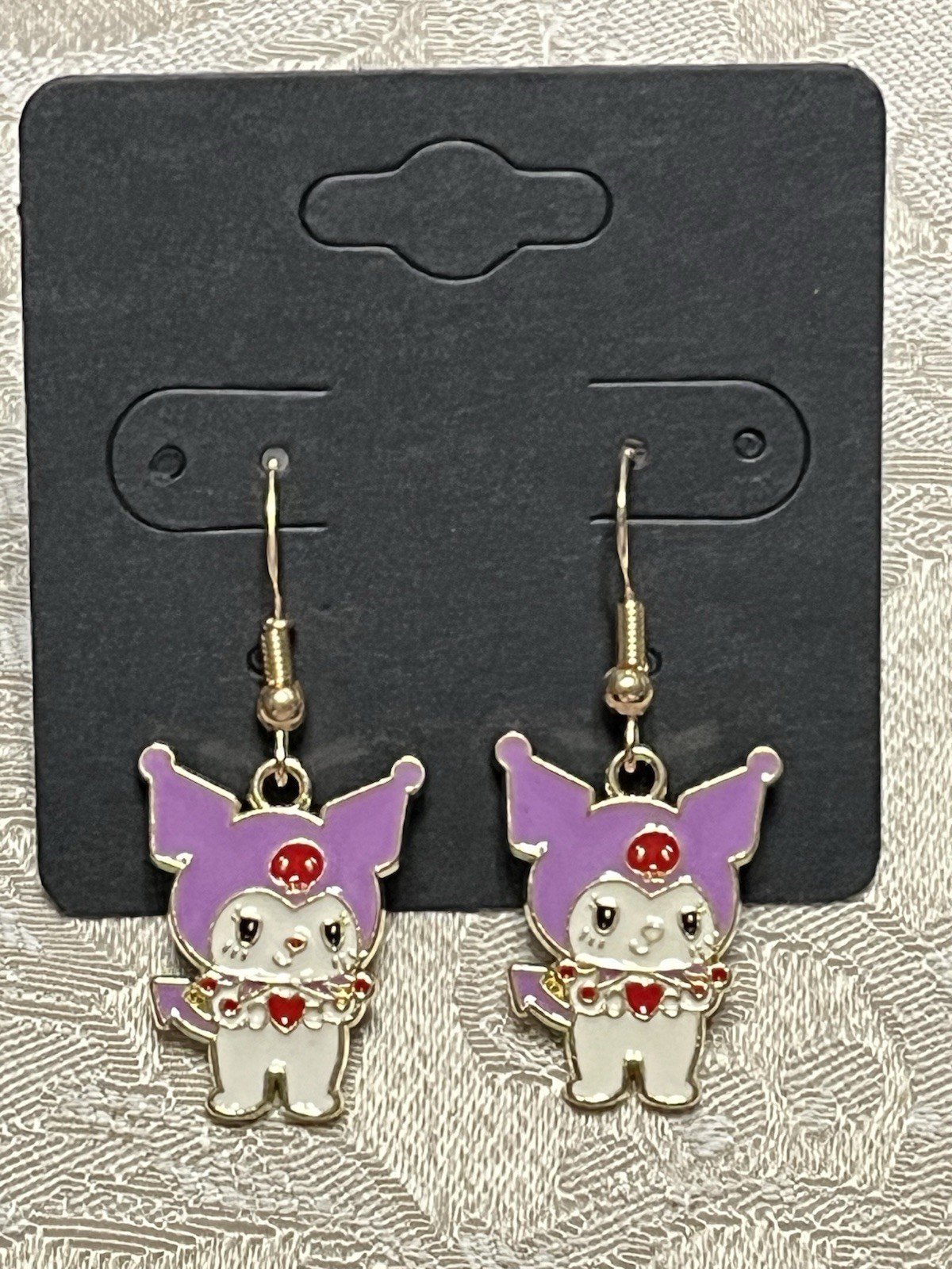 Kuromi Heart Love Cupid Silver Charm Drop Dangle Fun Boho Hello Kitty Earrings