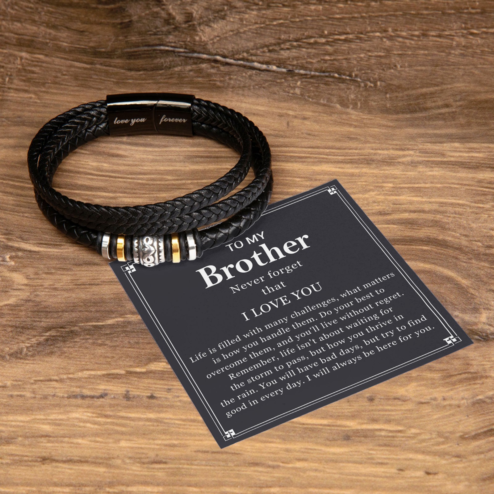 To My Brother Bracelet Braided Leather, Sibling Gift Teens Birthday Graduation