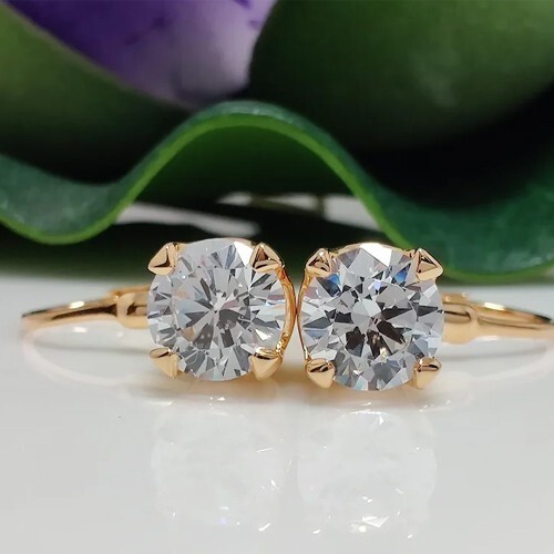 2.50Ct Round Cut Simulated Diamond Stunning Drop Earring 14K Yellow Gold Plated