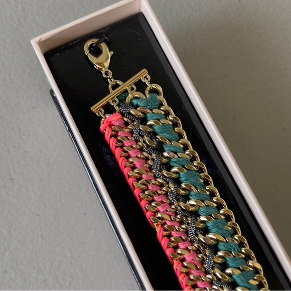Victoria’s Secret Gold Multi Strand Braided Fabric Chain Bracelet Angel Wing NEW