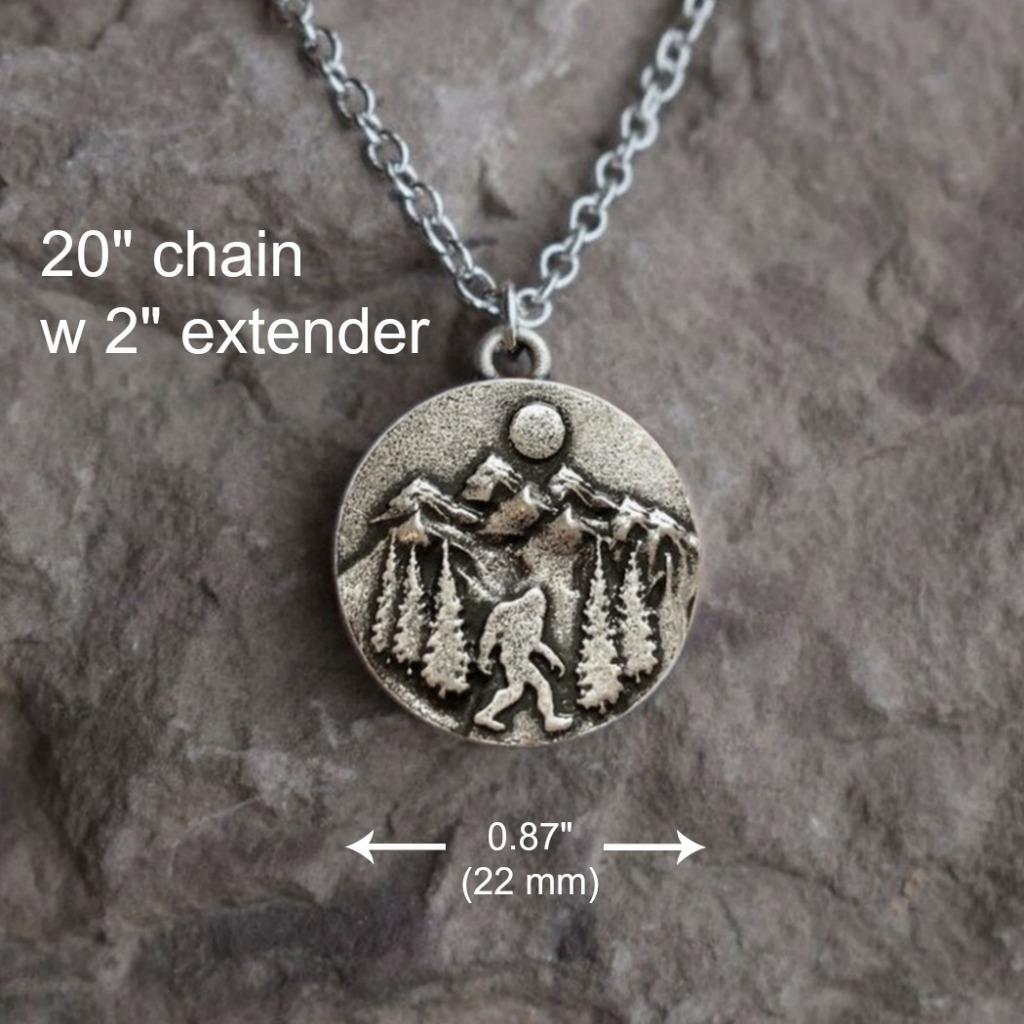 BIGFOOT NECKLACE 20″ Chain Pendant Walking Mountain Outdoor Wilderness Sasquatch