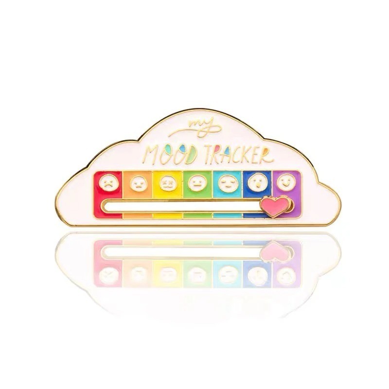 Funny Social Battery Slider Pin – 7-Mood Expression Badge, Cute Interactive Pin