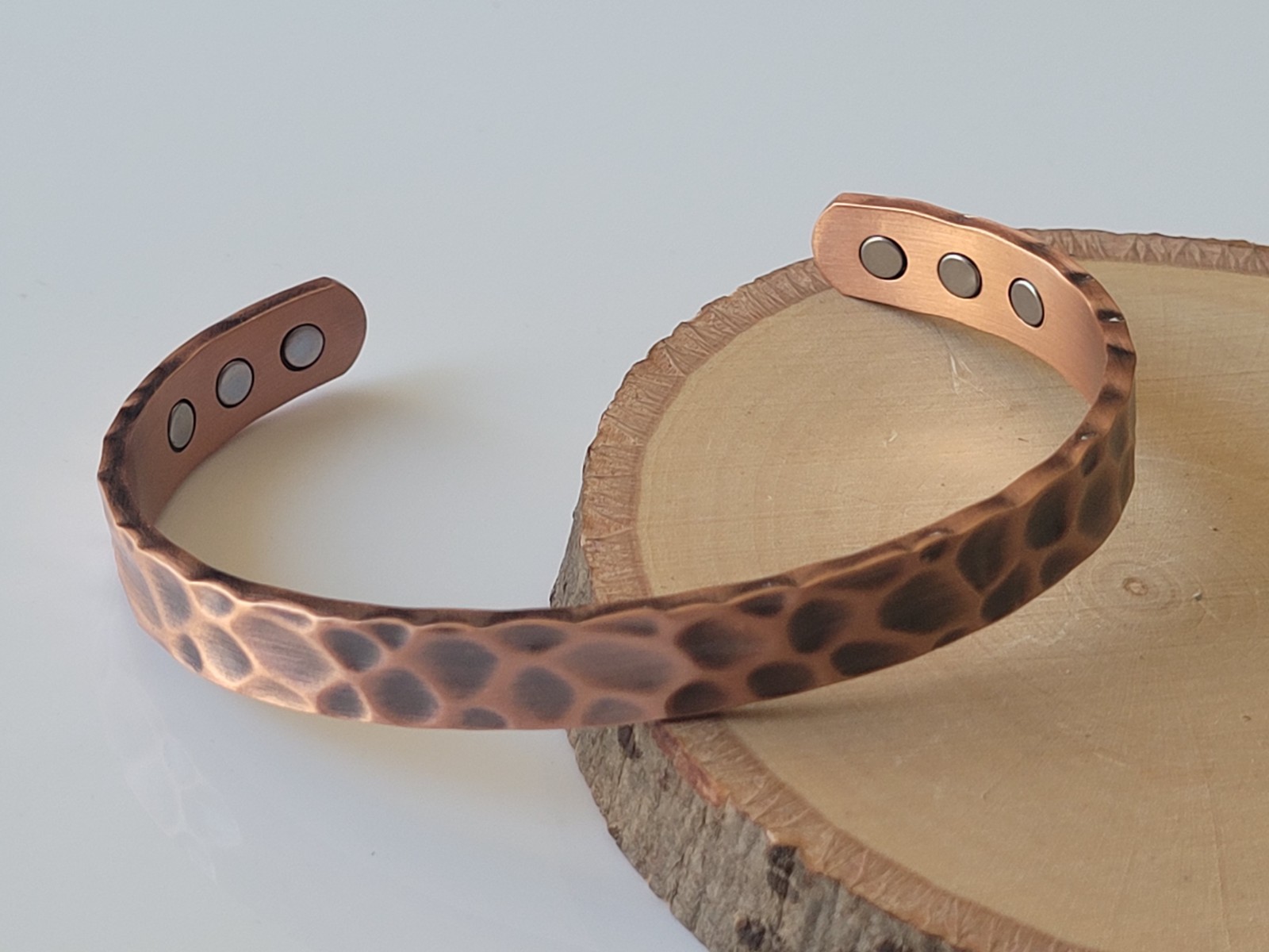 Pure Copper Magnetic Bracelet Arthritis Pain Therapy Men Women Cuff Hammered