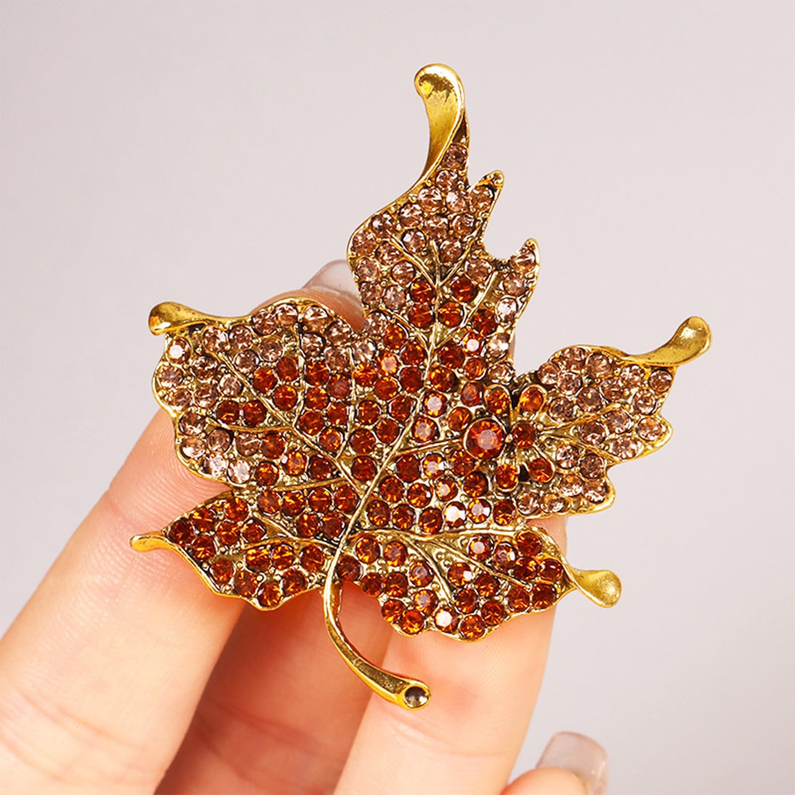 Thanksgiving Maple Leaf Brooch for Women Colorful Rhinestone Fall Brooches an…