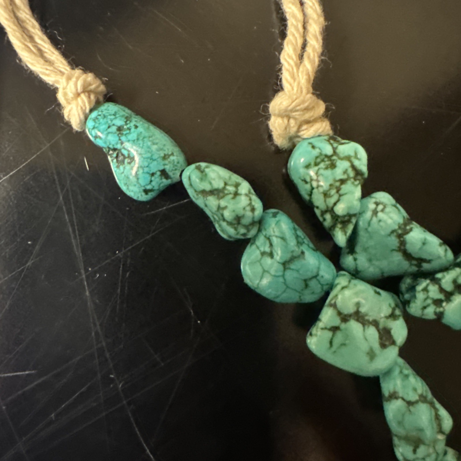 Block Turquoise Tie Back Necklace