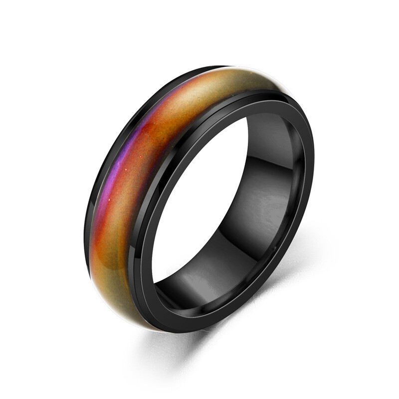 Stainless Steel Plated Color Changing Mood Ring Temperature Rings Women Men 6-12