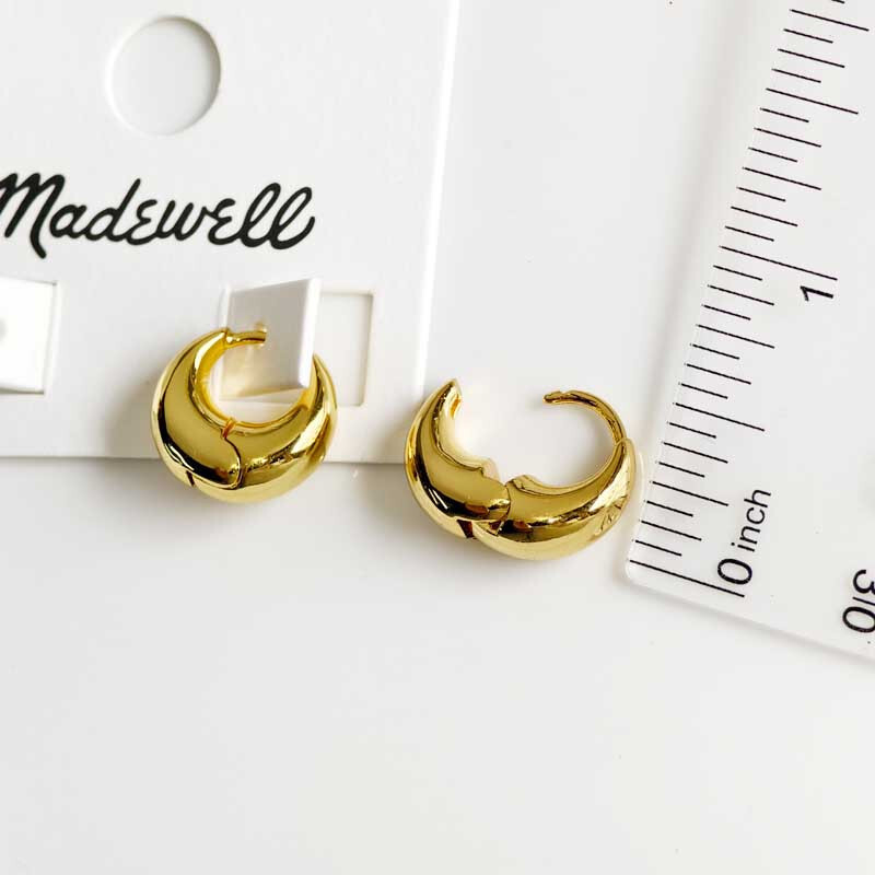 15mm MadeWell Minimalist Puffy Huggie Hoop Earrings Chic Women Everyday Jewelry