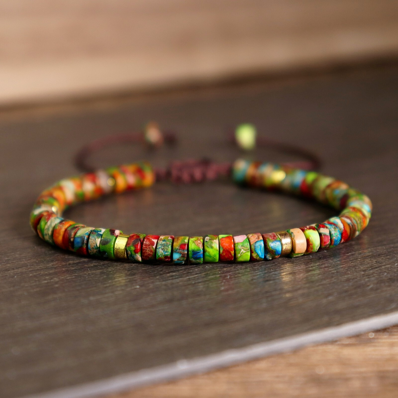 Colorful Sea Sediment 4mm Beads Handmade Braided Chakra Reiki Bracelet for Women