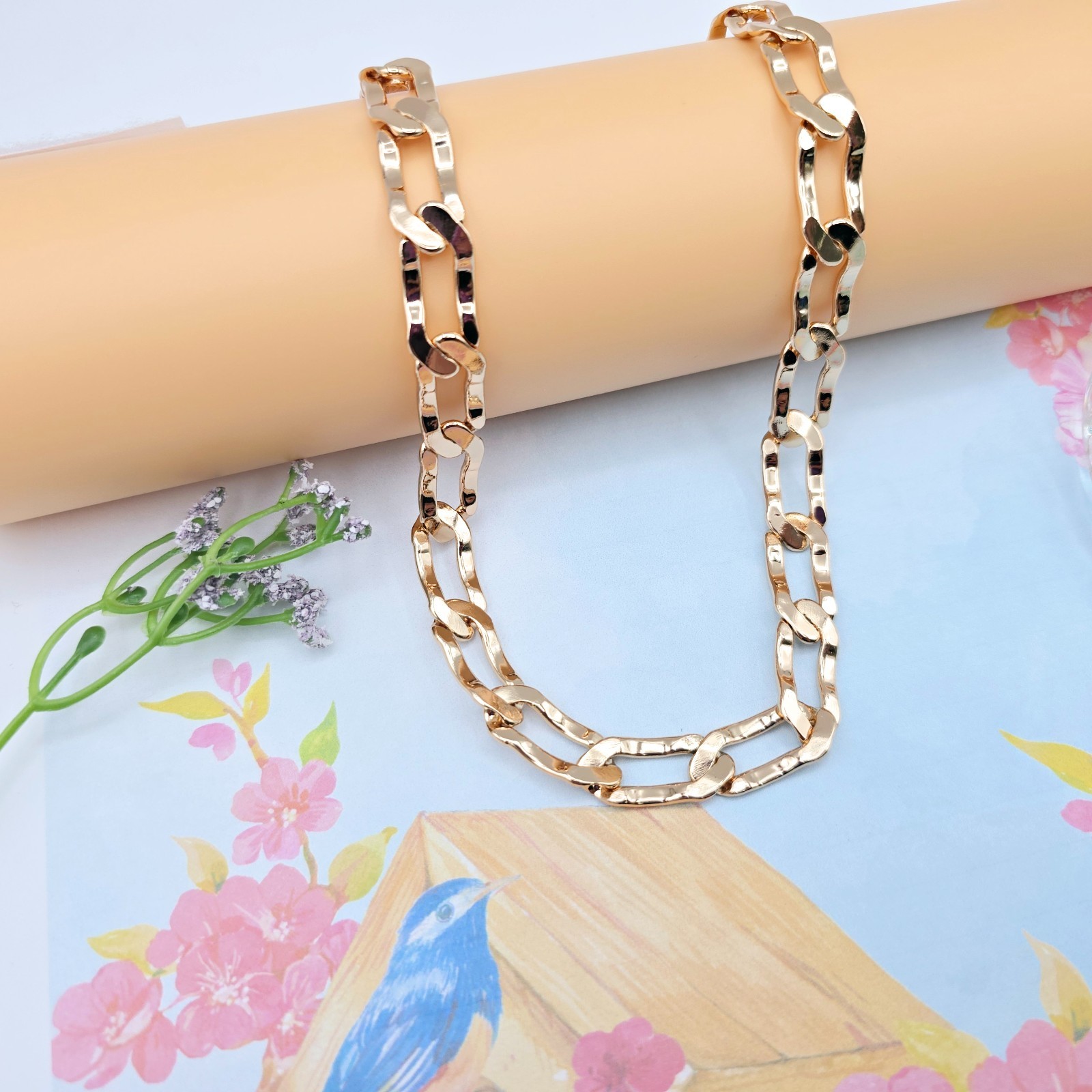 Chunky Link Necklace in High Shine Finish – 19.7 Inch, XPNL0071 Rose Gold