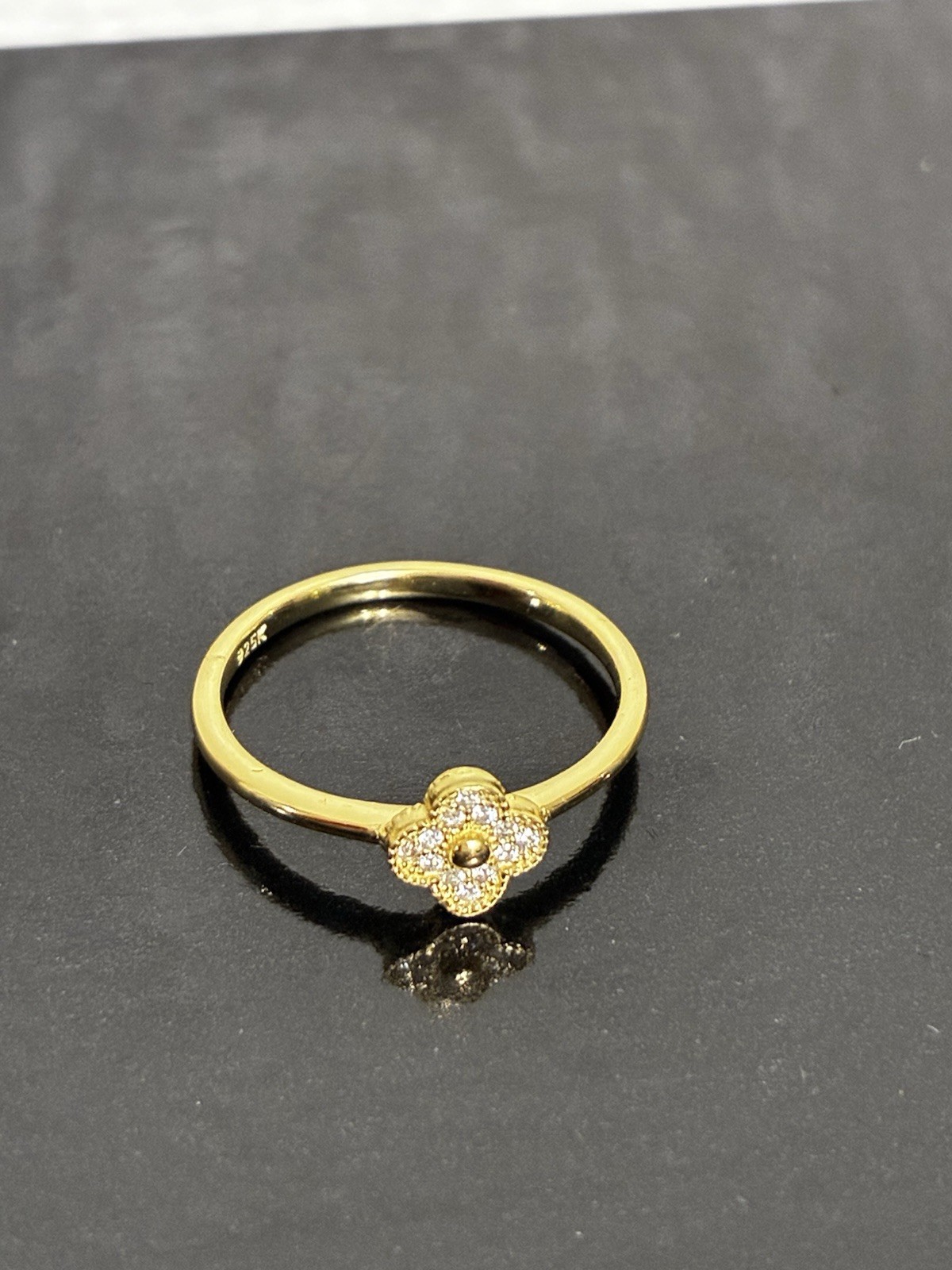 Sterling Silver 925 Gold Tone Flower Cluster Band Ring