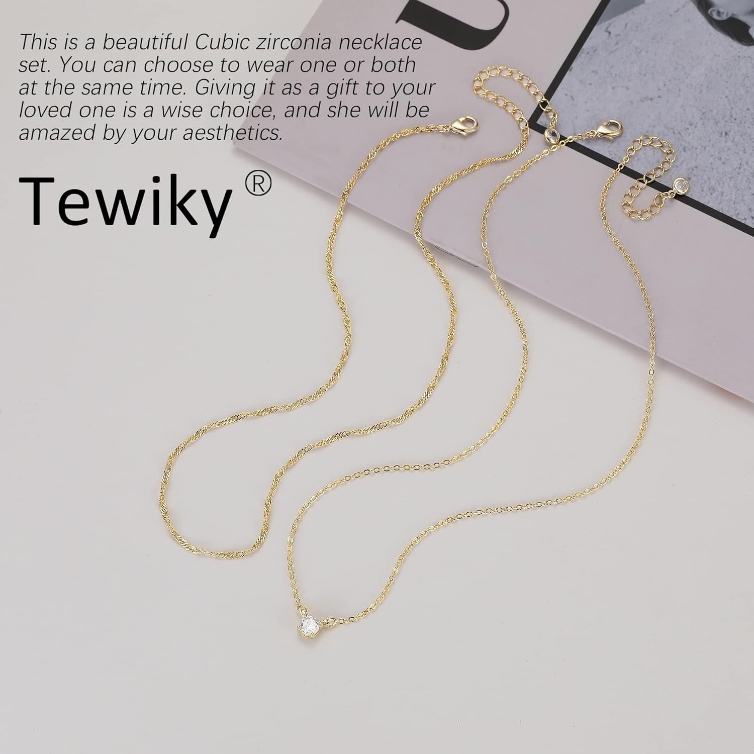 Versatile 14k Gold Plated Dainty Necklaces with Stunning CZ for All Occasions