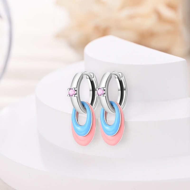 PANDACH 925 Sterling Silver Dopamine Colorful Hoop Earrings For Women Girls Gift