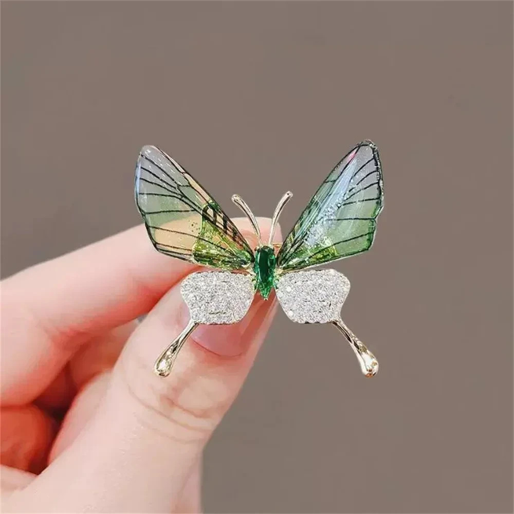 Blue Pink Peony butterfly Brooch Pin Imitation Pearl Floral Rose Corsage Women