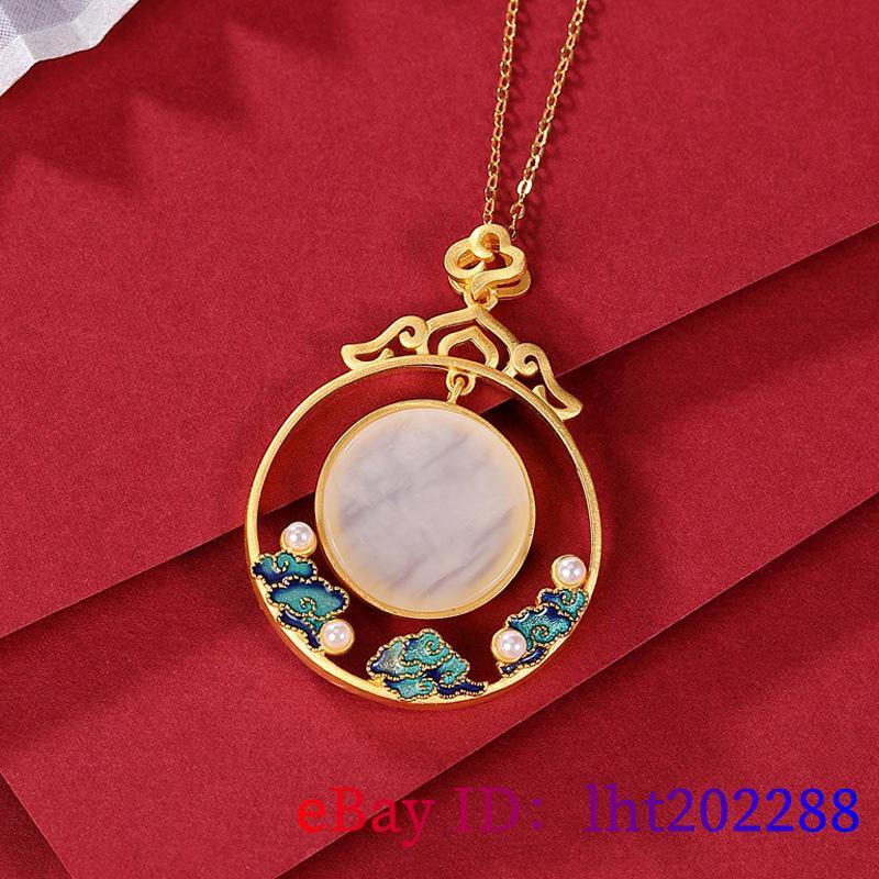 White Jade Cloud Pendant 925 Silver Jewelry Natural Necklace Gemstones