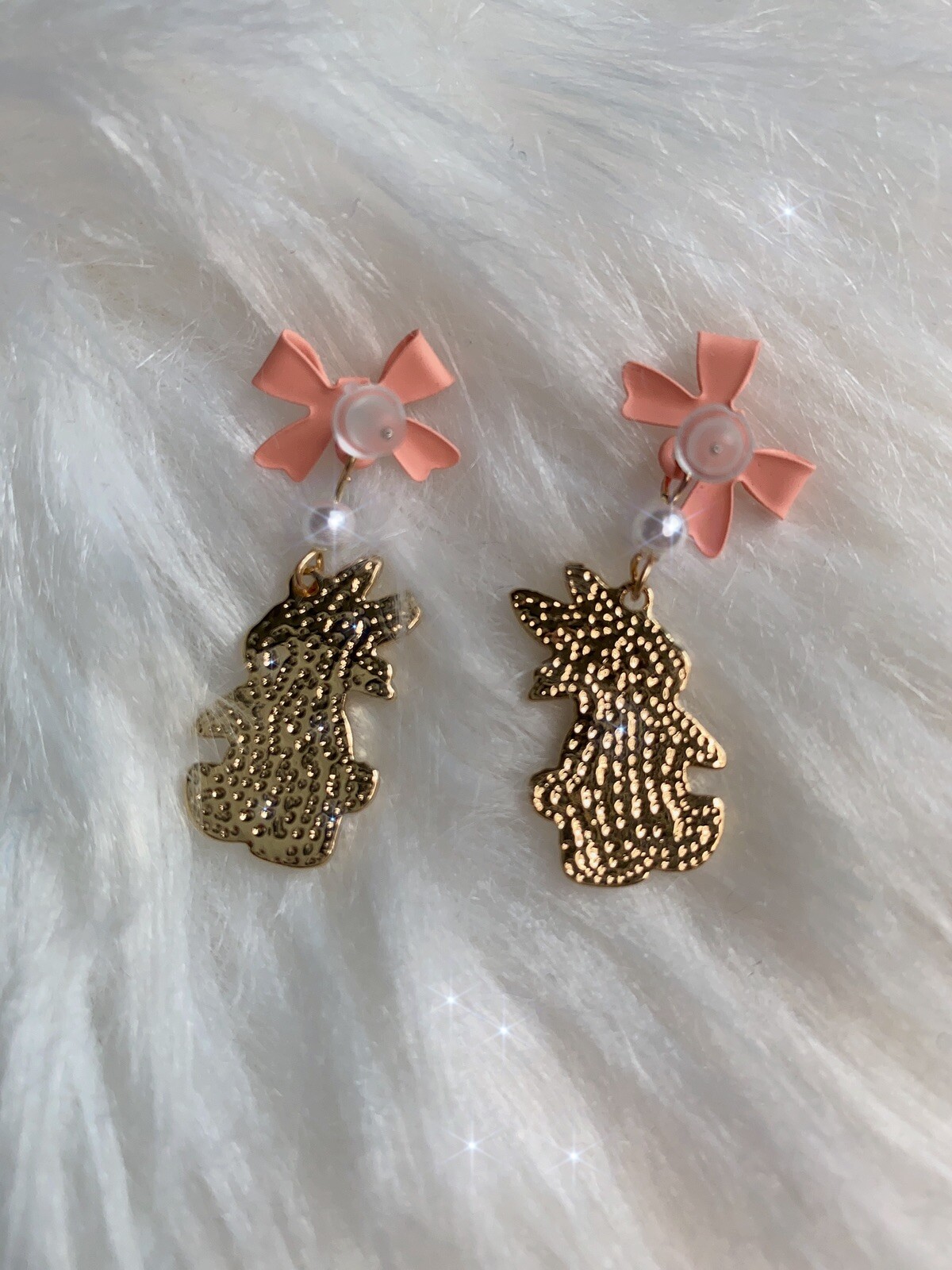Rabbit Bunny Easter Dangle Earrings New Handmade Gift 1.5” Pink Bow Carrot