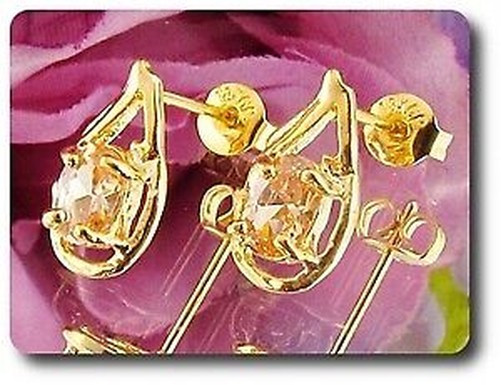 Earrings Orange Sapphire 0 3/32×0 9/32in Gold Plated 18 K&n