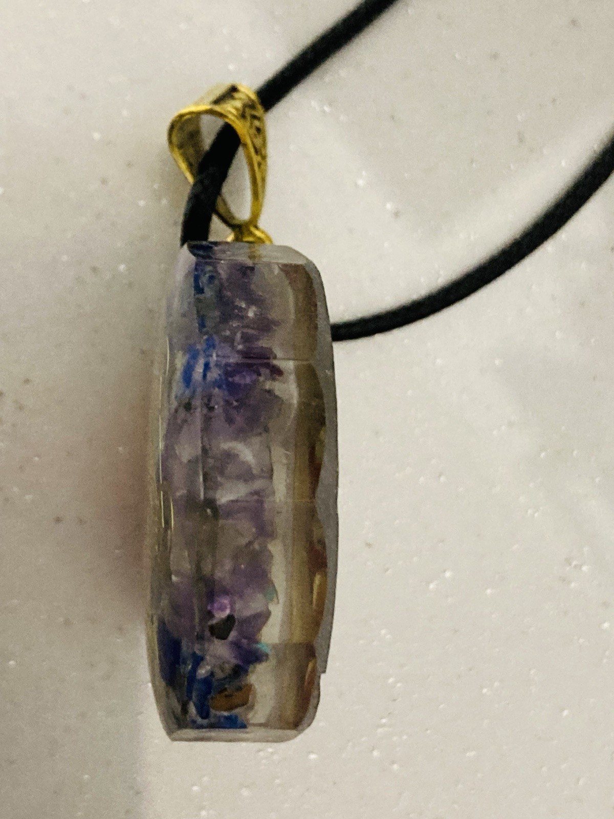 Metatrons Cube Chakra Round Amulet Natural Stones Resin Brass Bail