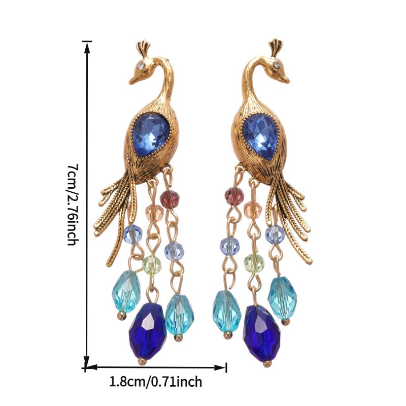 1Pair Peacock Tassel Dangle Earrings Multicolor Drop Earrings Luxury Jewelry