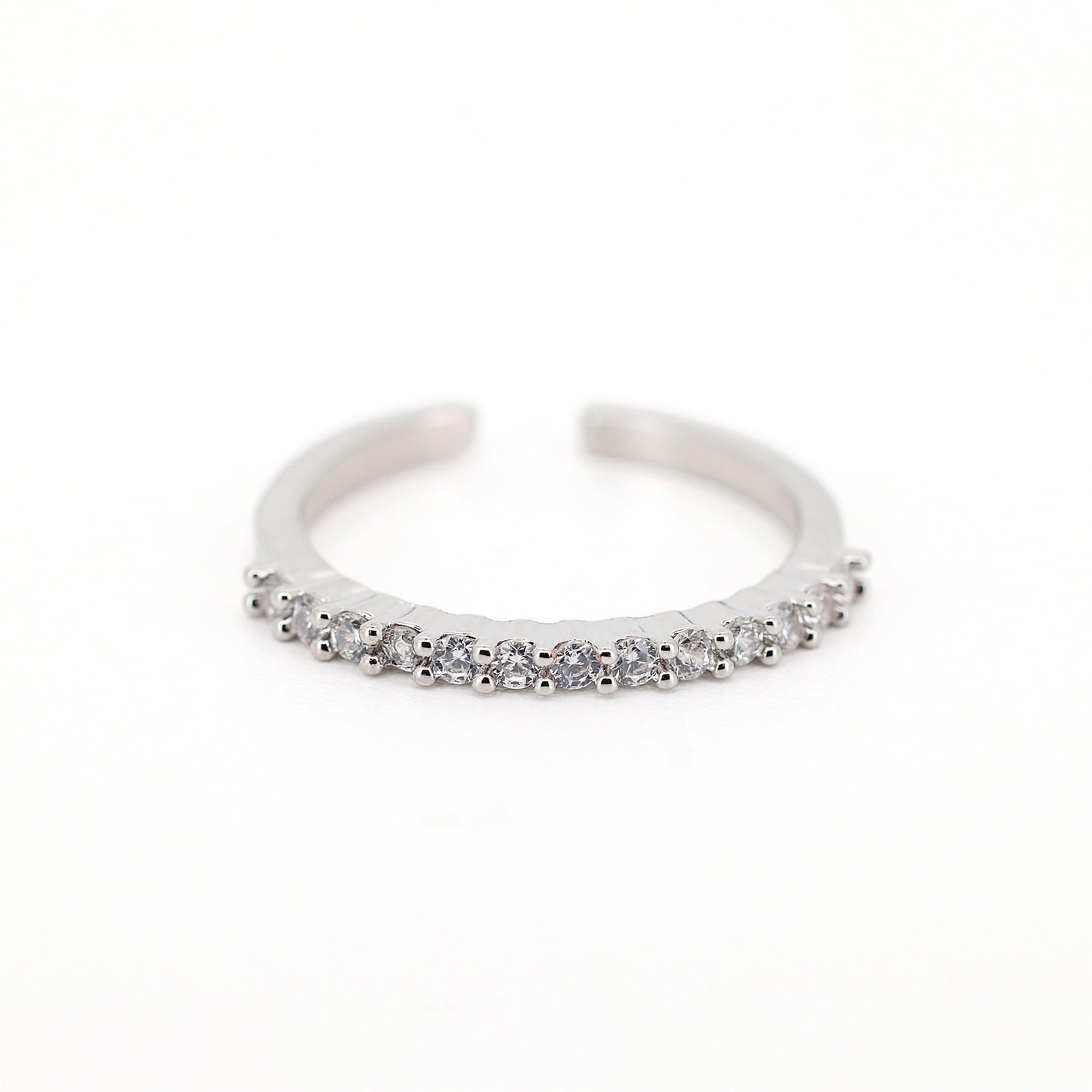 Warm Fortune Half Eternity Stackable Band Ring for Women – 18K Silver Plated Cub