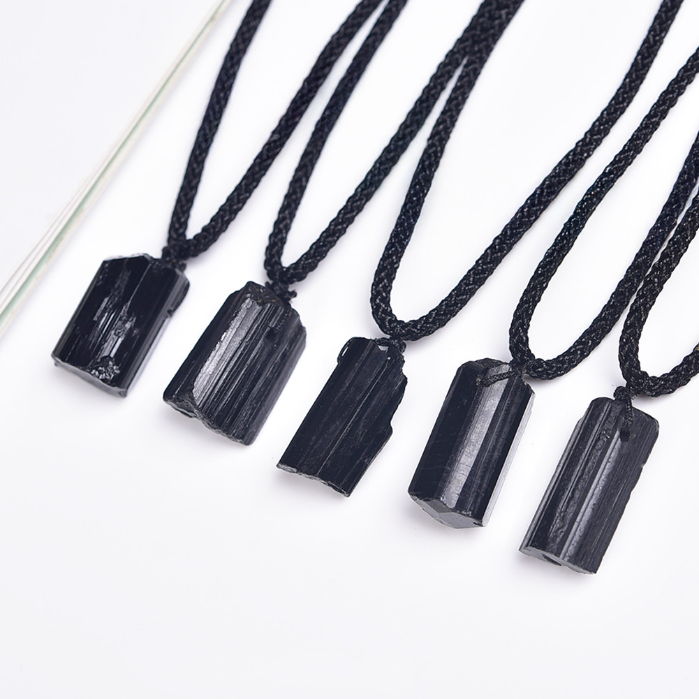 Raw Black Tourmaline Necklace, Handmade Natural Stone, Men’s & Women’s Necklace