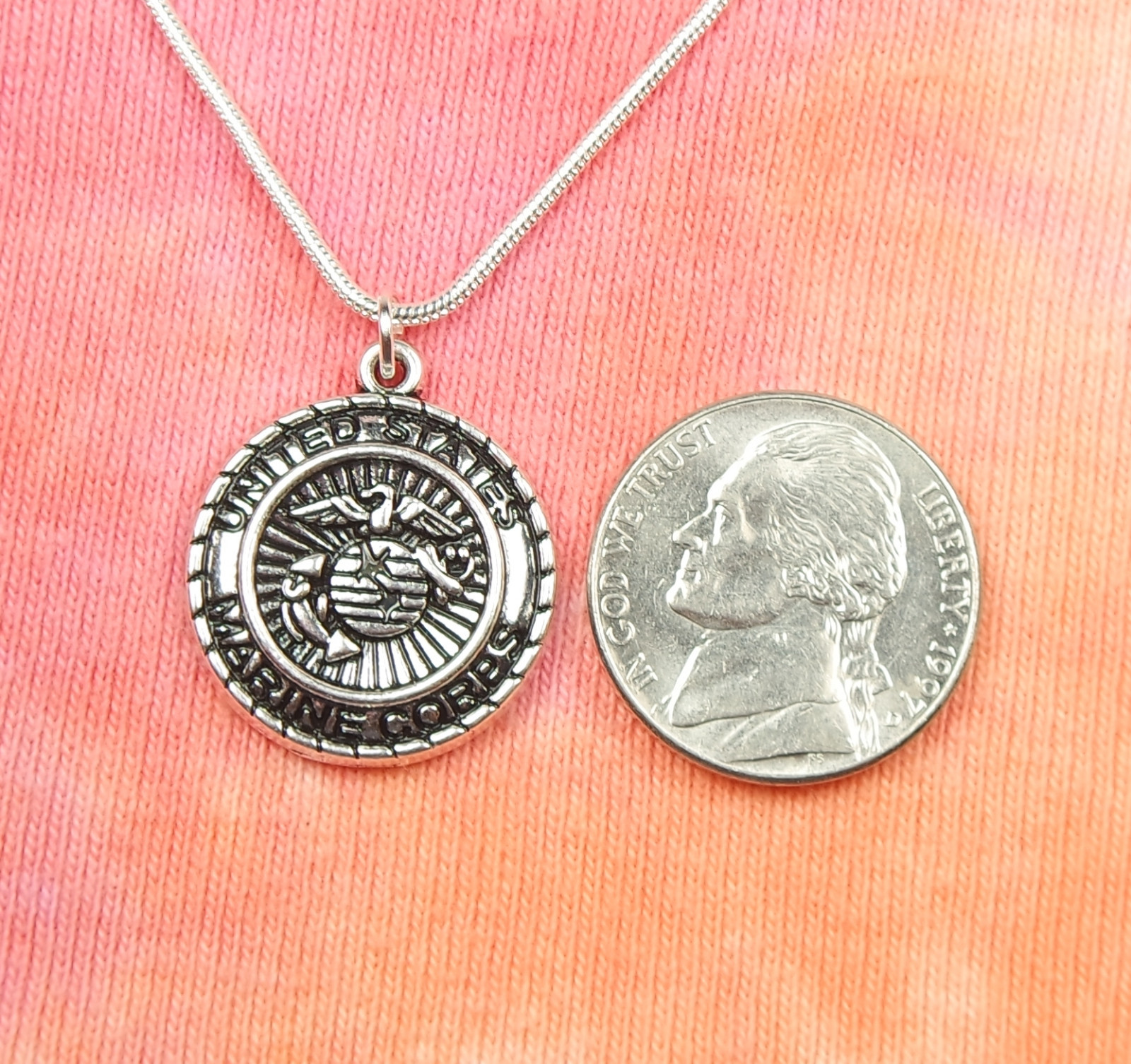 US Marine Corps Necklace, USMC United States Military USA Service Jewelry