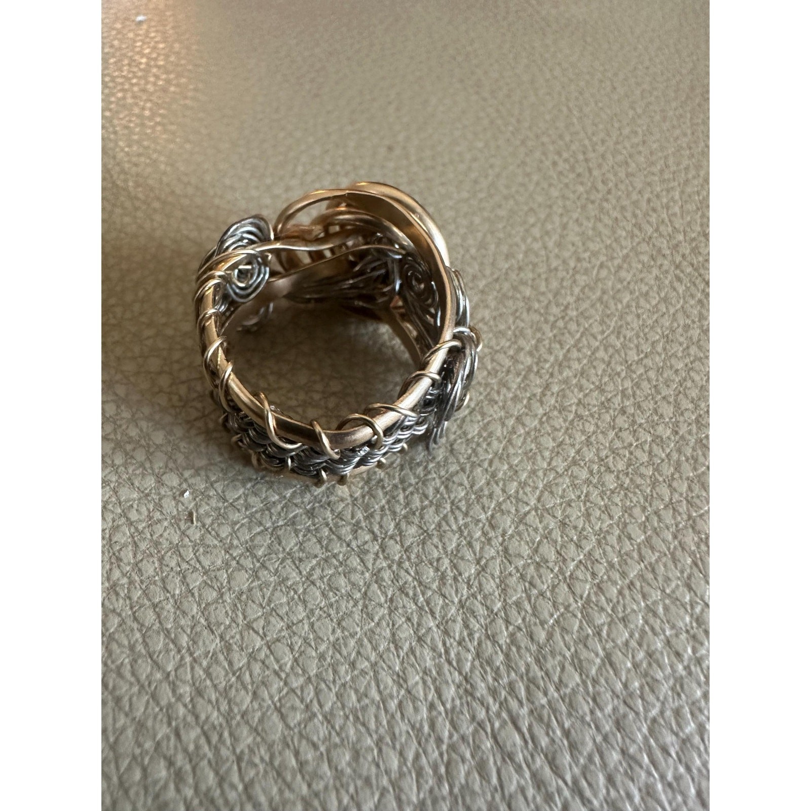 14k Gold Fill Wire ring with Fine Silver wire wrap Size 8