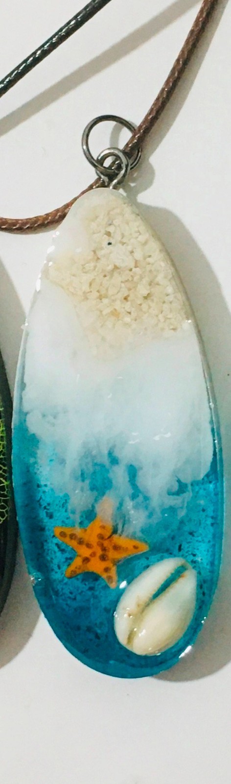 Handmade Epoxy Resin Necklace Unisex Jewelry, Unique Statement Gift Sea