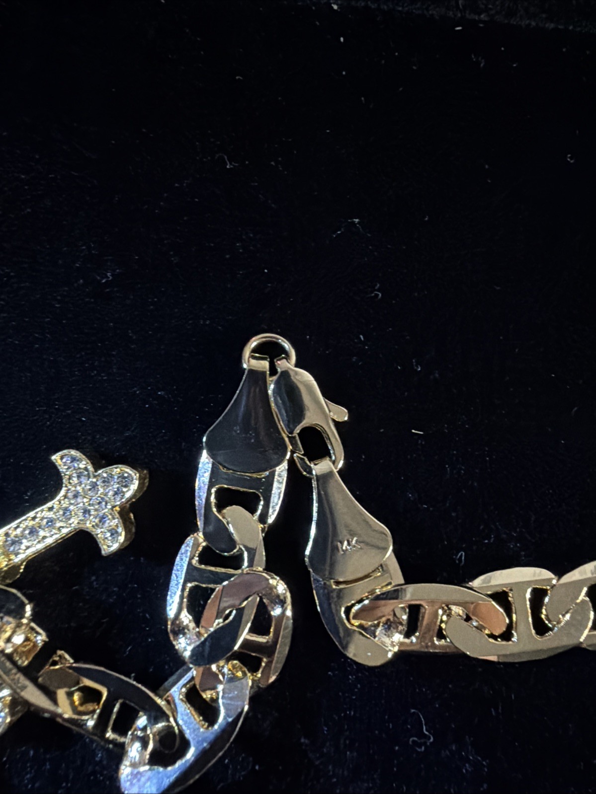 14K Gold-Filled Mariner Link Chain with VVS1 CZ Angel Pendant