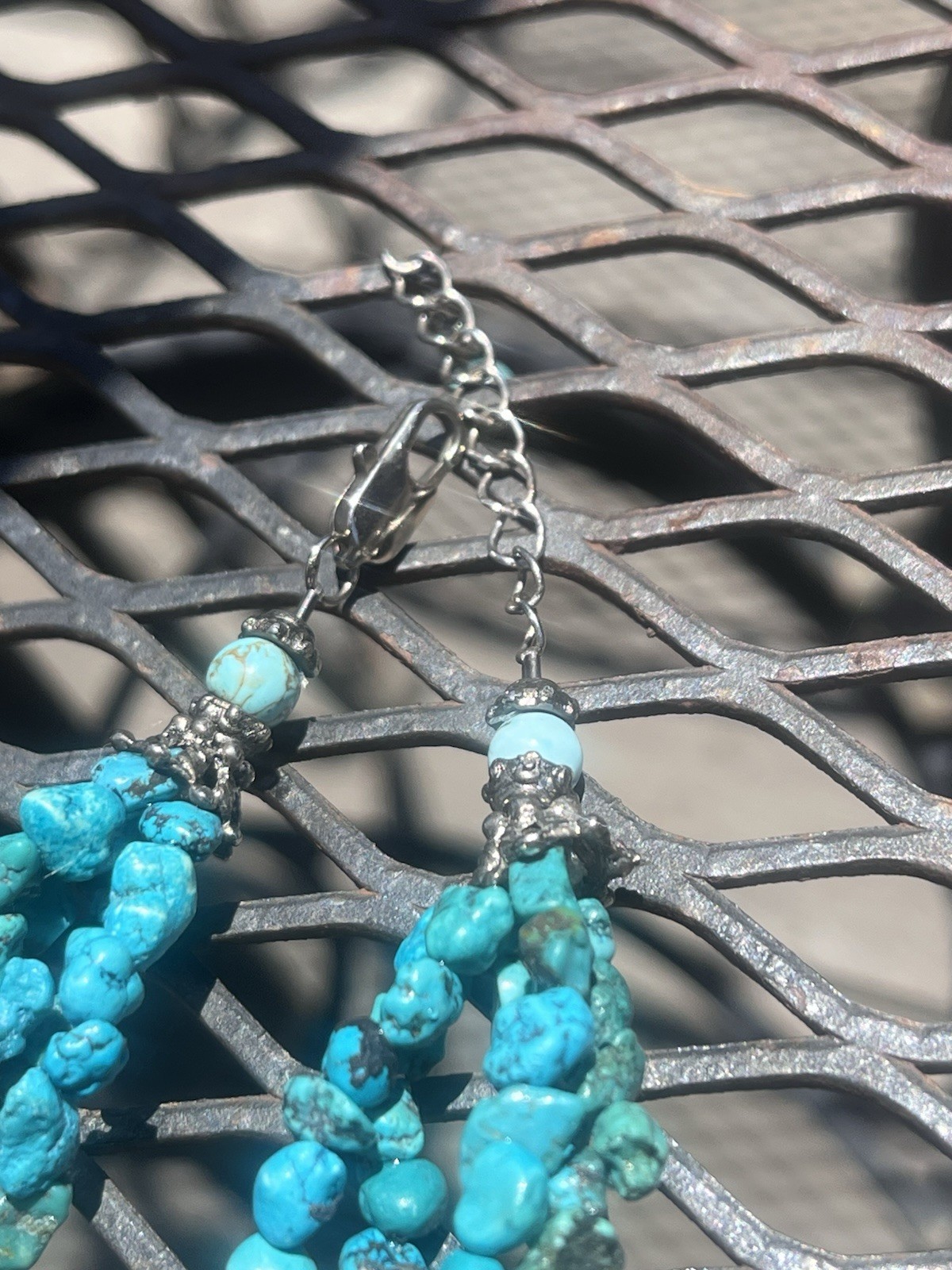 Turquoise Necklace 19” Multistrand, 60g, Stabilized, Color enhanced, 5-7mm