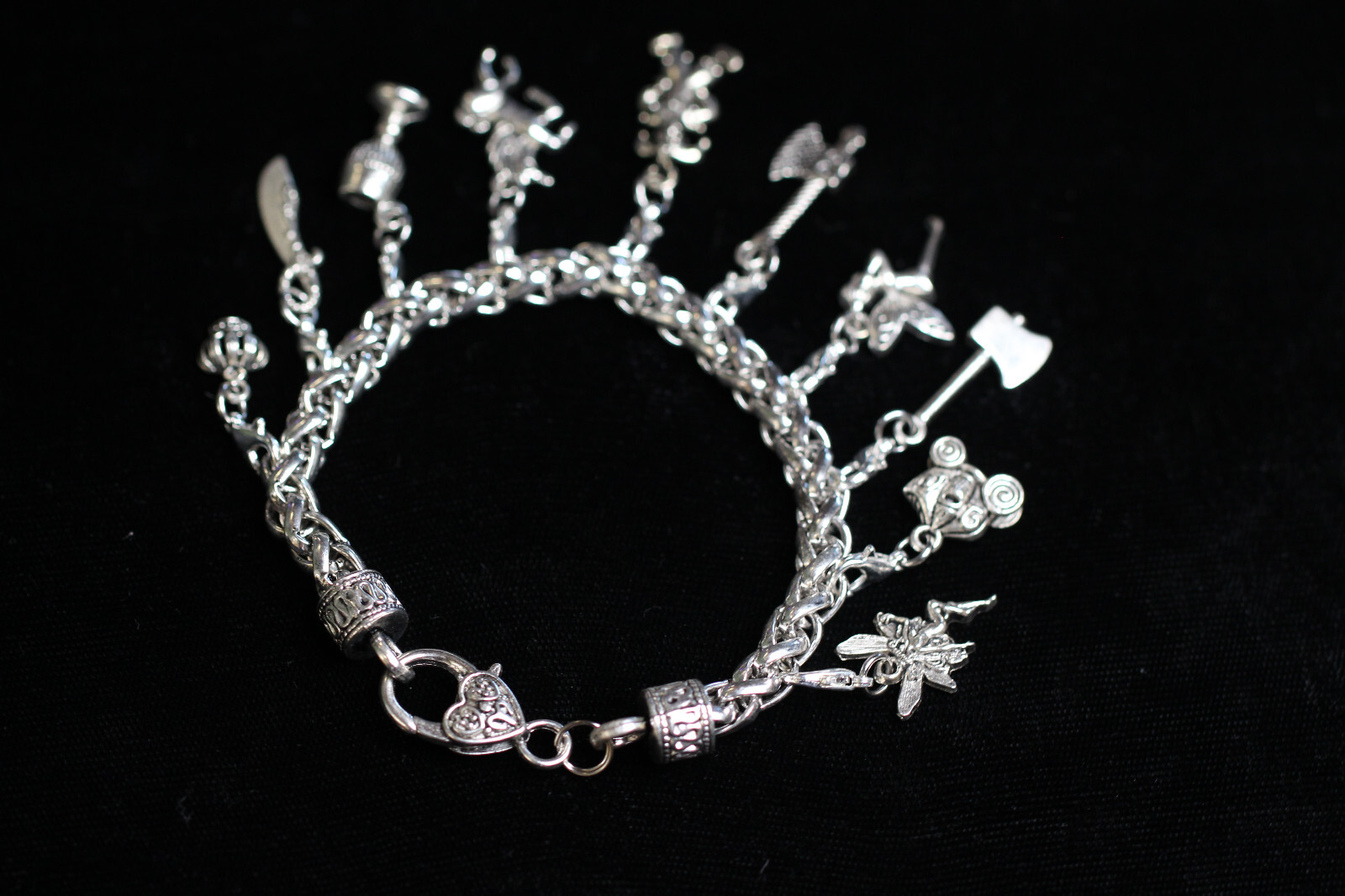 Fantasy Fairytale Charm Bracelet Silver Pewter Charms 8″ Interchangeable