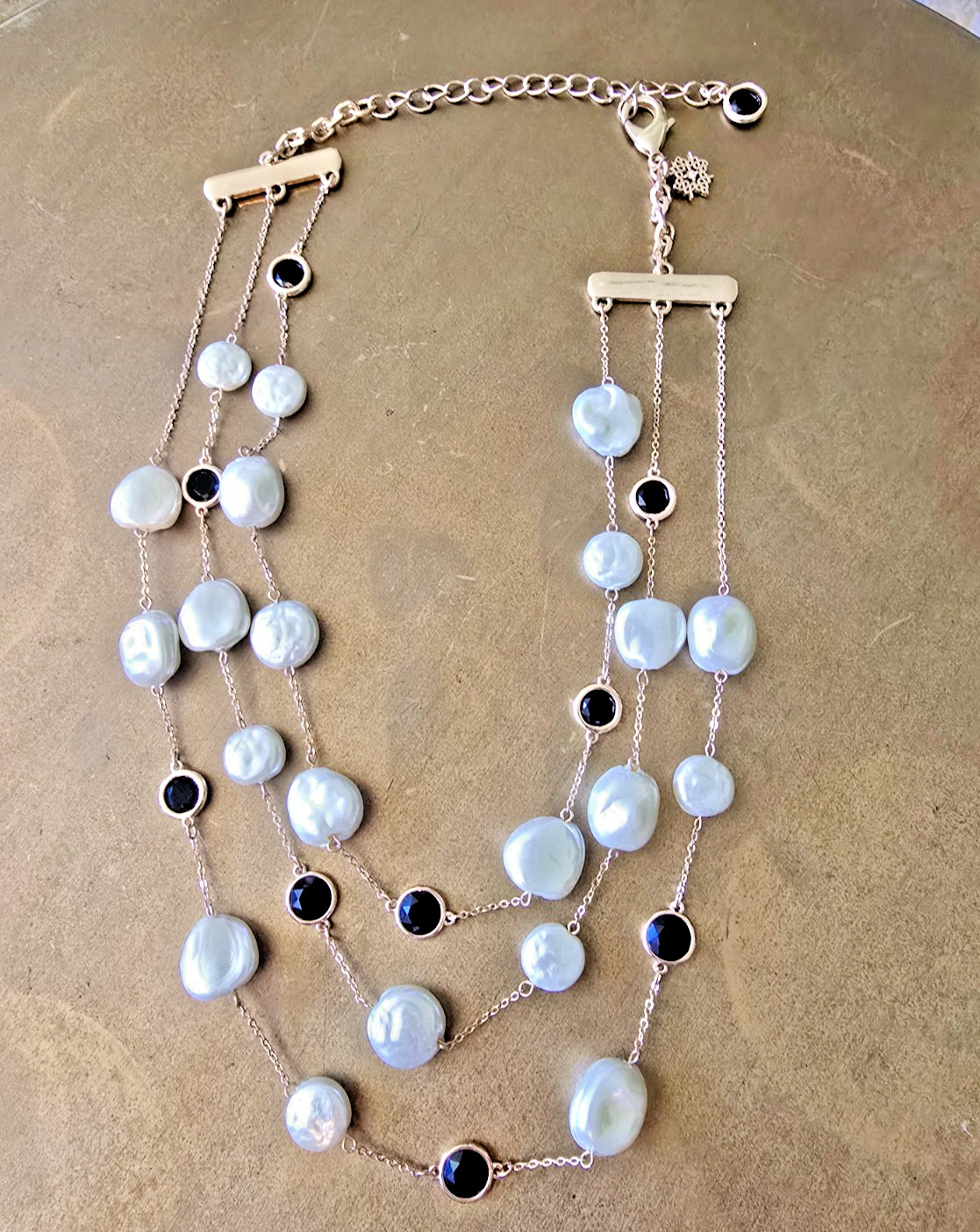 WHBM Baroque Pearl Collection Black Crystals & Faux Pearls 16″ New without Tags