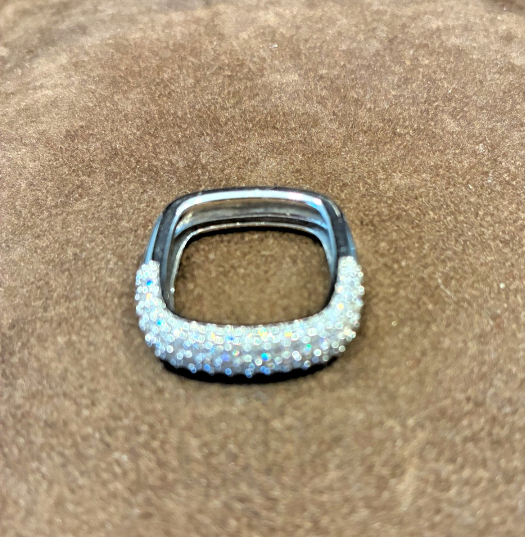 DIAMONIQUE x JENNIFER MILLER Squared Diamond Band Pave Ring ~ Sz 8 Sterling