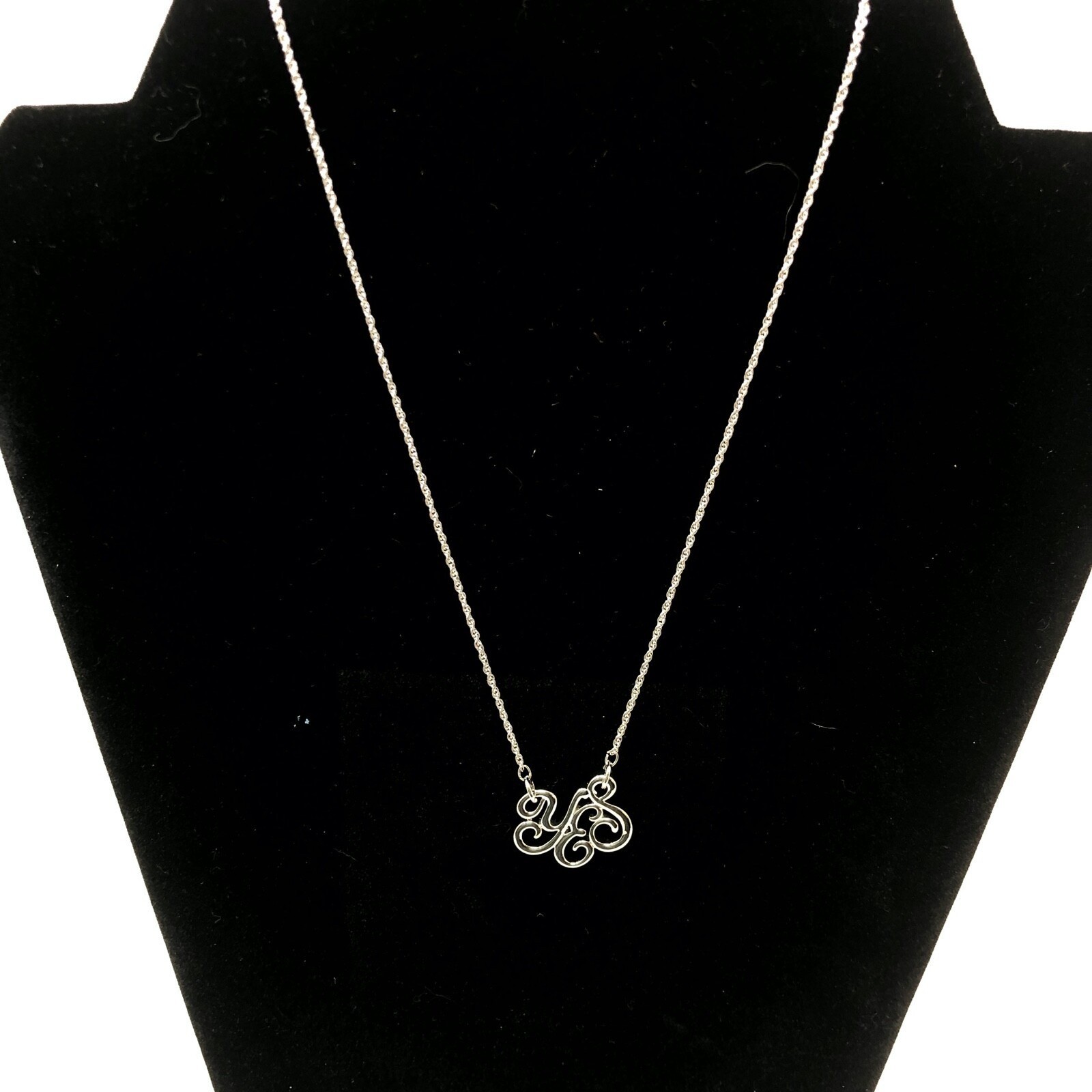 Lia Sophia Necklace YES Positive Attitude Pendant Silver Tone