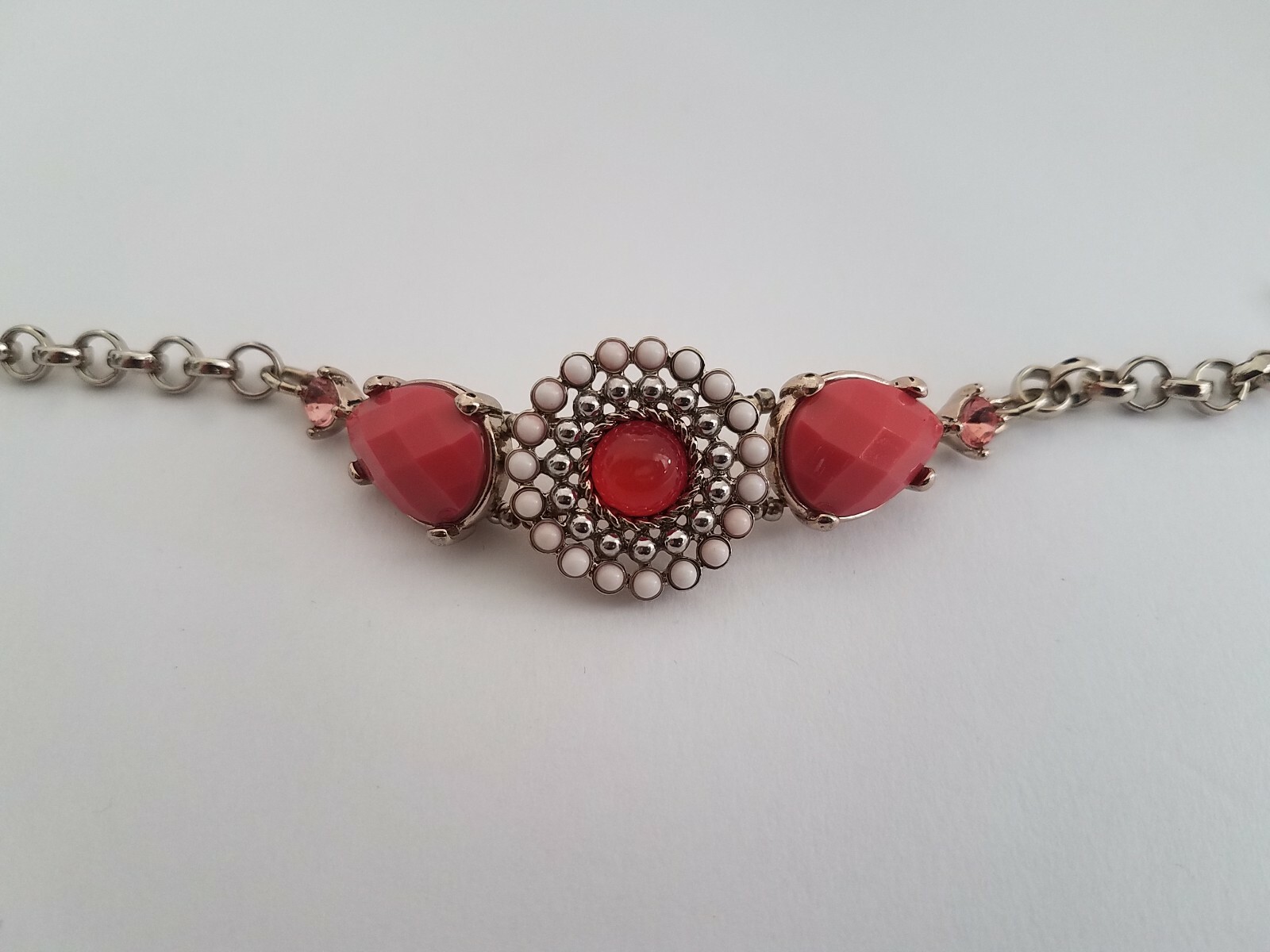 White House Black Market Pink Orange Statement Bracelet