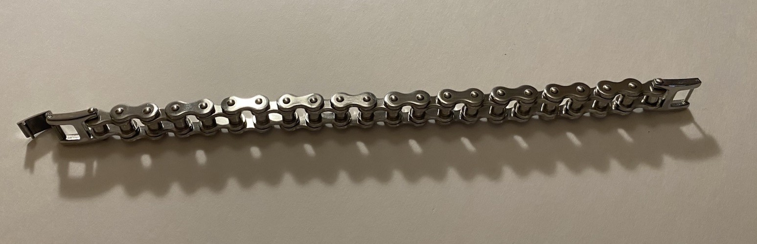 Stainless Steel Heavy Bike Chain Link Bracelet by Adornia 8.5 in Long New